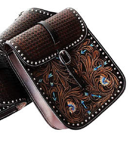 Bolsas de sillín de salto ecuestre de cuero genuino de alta calidad, ropa de equitación occidental mecanizada a mano para caballos - Product Image 3