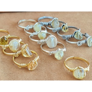 Elegant Gold and Silver Plated Wire Wrapped Fashion <b>Rings</b> with Natural Stone Details for Resale - Product Image 2