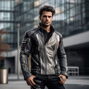 Blouson de moto personnalisé pour homme - Style streetwear, col montant, antibactérien et respirant, en cuir PU - Product Image 3