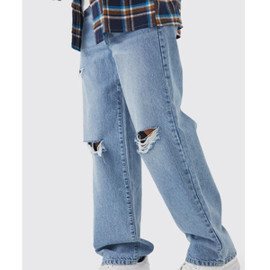 Personalizado al por mayor Exportación Calidad Marca Baggy Rígido Desgastado Pierna Recta Hombres Jeans Denim Vintage Verano Lavado Técnicas - Product Image 6