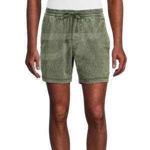 Pantalones cortos de algodón hechos con logotipo de impresión personalizada para tamaño adulto Pantalones cortos de fabricación de Pakistán para lavado ácido - Product Image 2