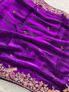 Sari en soie de qualité supérieure avec broderie de paillettes, sari indien pour mariage, sari pour occasions spéciales - Product Image 6