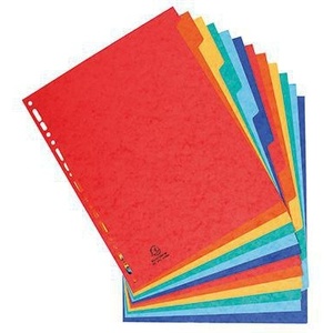 Exacompta Extra-Wide DIN <b>A4</b> Multicolored Blank Cardboard File Dividers with 12 Index Tabs - Product Image 1