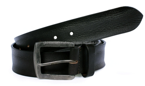 Cinturón Casual de Cuero 100% Genuino para Hombre en Acabado Negro, Cuero Premium con Hebilla de Latón Macizo de Una Sola Punta, Cinturón de Moda para Hombre - Product Image 4