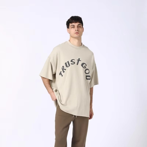 T-shirt vierge personnalisé de haute qualité impression logo graphique surdimensionné poids lourd Streetwear col rond t-shirts personnalisés pour hommes - Product Image 6