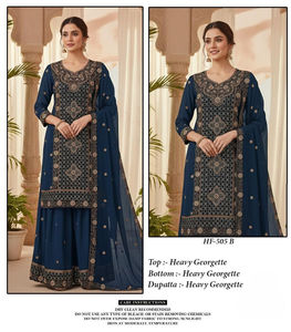 Haut en Georgette lourd avec travail Zarkan, Georgette lourd avec bas plazo, Dupatta en Georgette lourd - Product Image 2