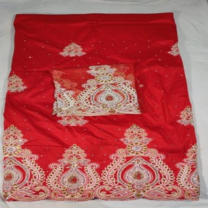 คอลเลคชั่นใหม่สุดหรู ผ้าไหมทาฟต้าจอร์จ 5 หลา และผ้าตาข่ายสำหรับตัดเสื้อ 2 หลา ประดับด้วยงานปักหินบนลายพิเศษ - Product Image 1