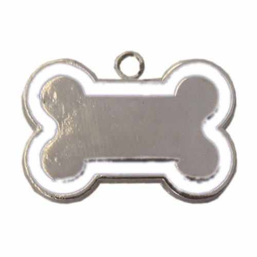Bone Shaped Cat Dog Name Tag Accessory 2*3 cm White