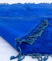 Handgefertigter marokkanischer marineblauer Beni-Mrirt Berber-Wollteppich, einfarbig, groß, individuell anpassbar, waschbar, ganzjährig nutzbar, OEM, Plüsch, dickflorig, quadratisch