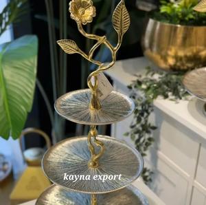 ที่ตั้งเค้กโลหะรูปใบไม้สีทองดีไซน์เนอร์งานหัตถกรรมหรูหราดีไซน์เนอร์ทำมือเป็นมิตรต่อสิ่งแวดล้อมออกแบบได้ตามต้องการ - Product Image 1