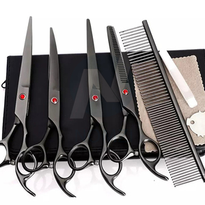 Juego de tijeras de aseo para perros de lujo de alta calidad, tijeras de dientes de acero inoxidable 440C, tijeras para perros de pulgadas negras, herramientas recargables - Product Image 5