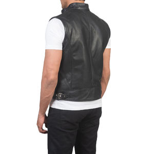 Chaquetas para hombre, chaqueta sin mangas de cuero resistente, estilo urbano para exteriores, chaqueta sin mangas de cuero minimalista, moderna y limpia para hombre - Product Image 2