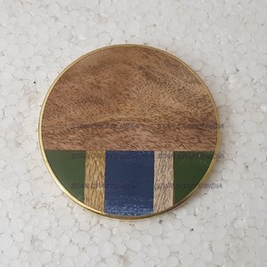 Personnalisé en gros Mini artisanat en bois et résine fabricant de palettes sous-verre ensemble naturel inachevé 4 "sous-verre rond en bois - Product Image 2