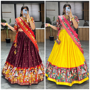 COULEUR JAUNE FANTAISIE EN SOIE DOLA DOUCE ET IMPRIMÉ ET CONTRASTE FOIL BORDER WORK LEHENGA CHOLI AVEC DUPATTA EN CETTE SAISON DE MARIAGE - Product Image 6