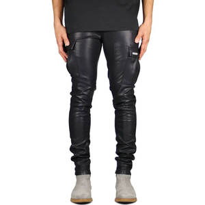 Pantalon en cuir pour homme sur mesure, toile légère, couleur unie, style streetwear, imperméable, écologique, faible MOQ, nouvelle tenue - Product Image 1