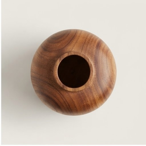 Vase de table cylindrique en bois d'acacia fait main - Design minimaliste, écologique, durable, grande capacité, personnalisable, pour présentation florale - Product Image 6