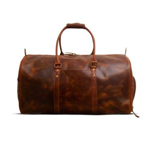 Duffle de luxe en cuir véritable pour hommes, logo personnalisé, sac de voyage et de sport pour la nuit, design fitness décontracté - Product Image 2
