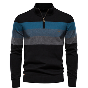 Suéter de cuello alto para hombre, informal, con cremallera, de algodón, tejido, a la moda, para invierno. - Product Image 2