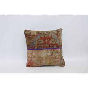 Multicolor Bohemian 18x18 Wool Pillow Portable <b>Vintage</b> Embroidered Woven Cushion for <b>Bedding</b> Floor Decor 16x16 Inch Decorative - Product Image 1