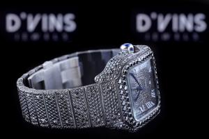 Reloj Cronógrafo Unisex de Lujo y Calidad Estándar, 41 mm, Cuarzo, Claridad VVS, Diamante Cultivado en Laboratorio, Correa de Cuero - Product Image 4