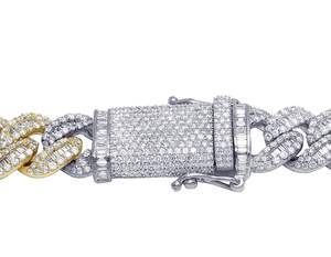 Two Tone Miami <b>Cuban</b> Link <b>Chain</b> Crafted In S925 Sterling <b>Silver</b> Moissanite Diamond Iced Out Hip Hop Necklace For Men - Product Image 5