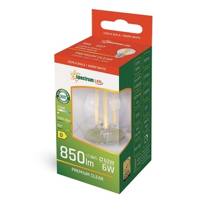 Lampada standard a LED Smart dimmerabile con cristallo, luminosità trasparente da 2700K a 6500K + intensità 5W 680Lm (Spectrum WOJ+14414) - Product Image 1