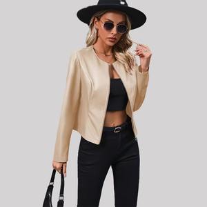 <b>Womens</b> genuine leather <b>jacket</b> winter fashion slim fit coat with long sleeves warm outerwear for casual fall wear - Product Image 2