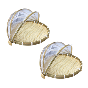 Plateau en bambou vietnamien fabriqué à la main avec couverture en maille Utilisation traditionnelle et écologique pour le stockage, le service et le séchage - Product Image 1