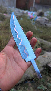 Cu-Mai Lame vierge de couteau de chef Damas, motif vague de cuivre, en billette San Mai forgée, pour kit de fabrication de couteaux de chasse et de cuisine personnalisés DIY - Product Image 5