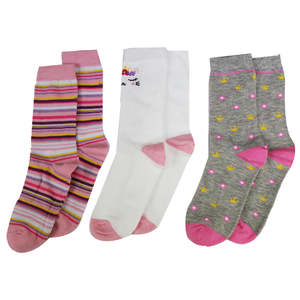 Chaussettes Fantaisie pour Filles, Lot de 3, Respirantes, en Spandex et Nylon, Style Décontracté et Sportif, Longueur Ras du Cou, avec Imprimé Dessin Animé et Logo Tissé sur le Corps, Usage Quotidien - Product Image 2
