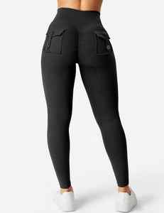 Hot Selling Solid Mid Waist <b>Leggings</b> <b>with</b> <b>Pockets</b> for Women Workout Gym Yoga Scrunch Exercise Training - Product Image 3