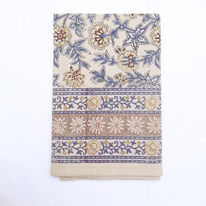 Hand Block Printed Floral <b>Table</b> <b>Cloth</b> High Quality Handmade Organic Cotton for Weddings Daily Use Durable Soft Eco Friendly - Product Image 1