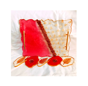 ถาดเสิร์ฟพร้อมถาดรองแก้วเรซินอีพ็อกซี่สีเทาอีพ็อกซี่เรซินสีเทาแบบคลาสสิกพร้อมจานรองแก้วสำหรับบ้านร้านอาหารโรงแรม - Product Image 2