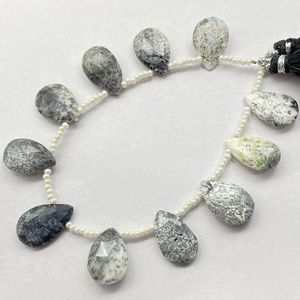 Cuentas de Briolette de ópalo de dendrita con forma de pera facetada de alta calidad, piedras preciosas naturales para la fabricación de joyas - Product Image 4