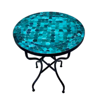 Table basse ronde marocaine de vente chaude en finition mosaïque de qualité supérieure et Tables de salon élégantes métalliques au design unique