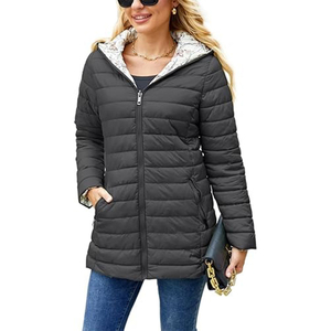 Veste longue bouffante à la mode pour femmes élégantes et ultra-chaudes avec capuche et remplissage en duvet pour la saison froide de l'hiver - Product Image 1