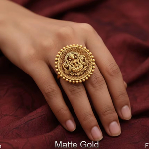Exquisite Temple <b>Finger</b> <b>Rings</b> Traditional Indian Jewelry Handmade Gold Plated <b>Rings</b> Elegant Ethnic Design Perfect Gift for Women - Product Image 2