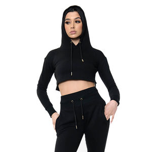 Nouveau Survêtement de Sport Élégant Logo Personnalisé Crop Tops Hoodies et Jogging Survêtement 2 Pièces Ensemble Survêtements Femmes - Product Image 5