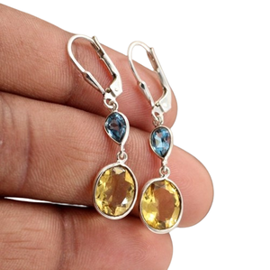 Fashionable Fine Jewelry Wholesale Handmade <b>Citrine</b> Gemstone Dangle <b>Earrings</b> 925 Solid Sterling Silver for Women With 925 Stamp - Product Image 1