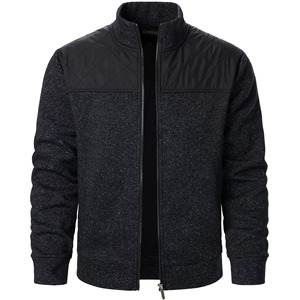 Abrigo de suéter con cremallera a cuadros a rayas y cuello alto para hombre de Otoño/Invierno con color - Product Image 2