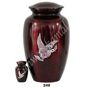 Urne de crémation en métal oiseau nacré pour cendres humaines Fournitures funéraires élégantes - Product Image 1