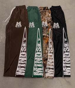 Hombre Vintage Spray Sweat Track Pantalones Hombres Lado Rayas Pantalones de chándal Pierna ancha Apilada Gráfico Bordado desgastado Pantalones largos curvos - Product Image 3