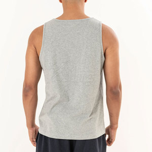 Camiseta sin mangas para hombre, corte ajustado, tejido de poliéster/algodón transpirable, para gimnasio, entrenamiento, rendimiento atlético, pedido al por mayor - Product Image 3