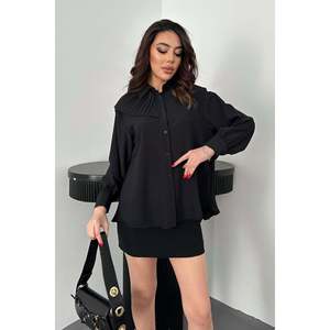 เสื้อเชิ้ตเจสิก้าสีดำแต่งจีบ - สีดำ - Product Image 2