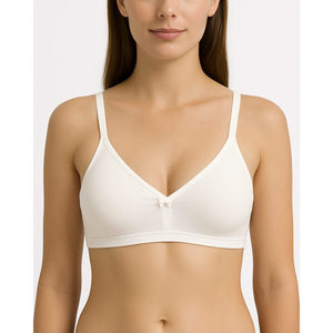 Bralette Inalámbrico de Algodón con Cuello en V para Mujer, Cómodo, Transpirable, con Relleno, Cierre de Gancho, Diseño Simple y Elegante - Product Image 3
