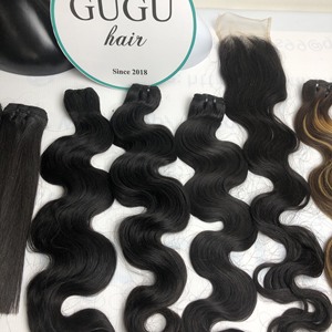 Perruques sans colle super doublement dessinées Paquets de vague de corps de cheveux humains vietnamiens bruts Remy avec fermeture pour femmes noires - Product Image 3
