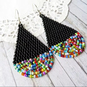 ต่างหูแฟชั่นใหม่ งานปัก ต่างหูประดับลูกปัด ทำมือ สำหรับผู้หญิงและเด็กผู้หญิง จากอินเดีย - Product Image 1