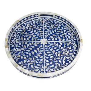 Bandeja de mármol azul Premium con diseño elegante, ideal para servir aperitivos, bebidas y Decoración de mesa para el hogar hecha a mano de La India - Product Image 1