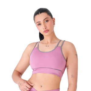 Sujetador Deportivo Acanalado Transpirable de Secado Rápido para Mujer con Tirantes Ajustables para Yoga y Entrenamiento en el Gimnasio - Soporte Medio - Product Image 1