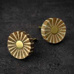 Pour la cuisine en plein air hôtel utiliser bouton en bois avec porte de tiroir en laiton et poignée de traction verre Cloche bois pierre boutons-métal matériel - Product Image 2